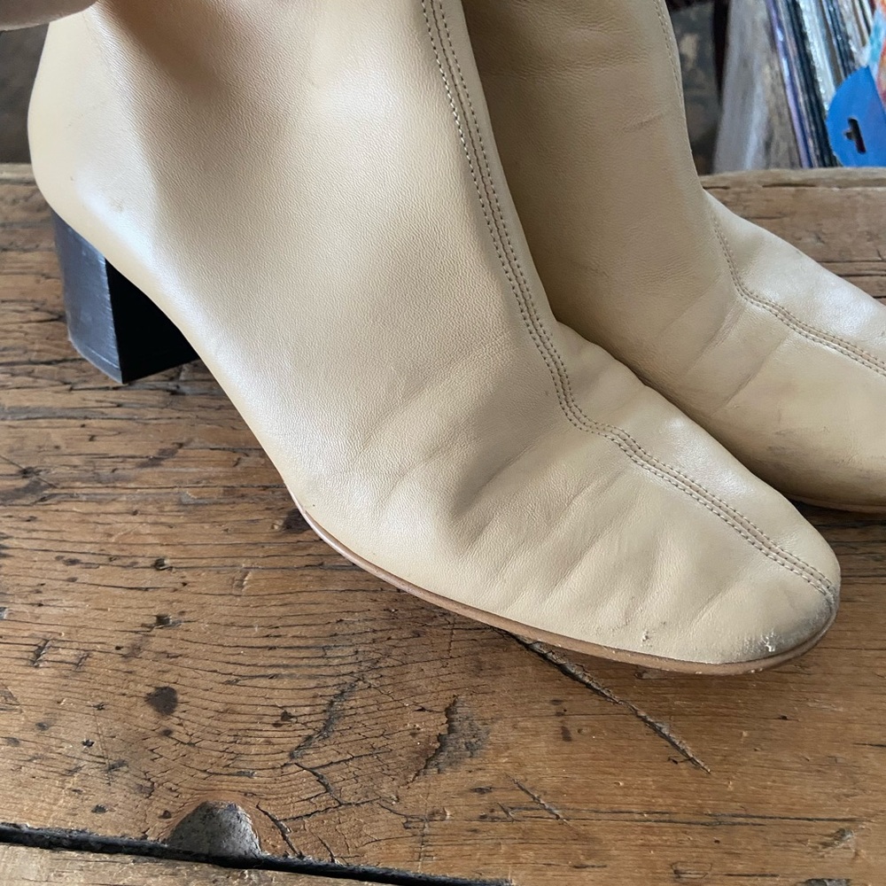 Everlane Cream Heeled Boots